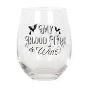 Stemless Wine Glass - My Blood Type - Something Different Gift Shop
