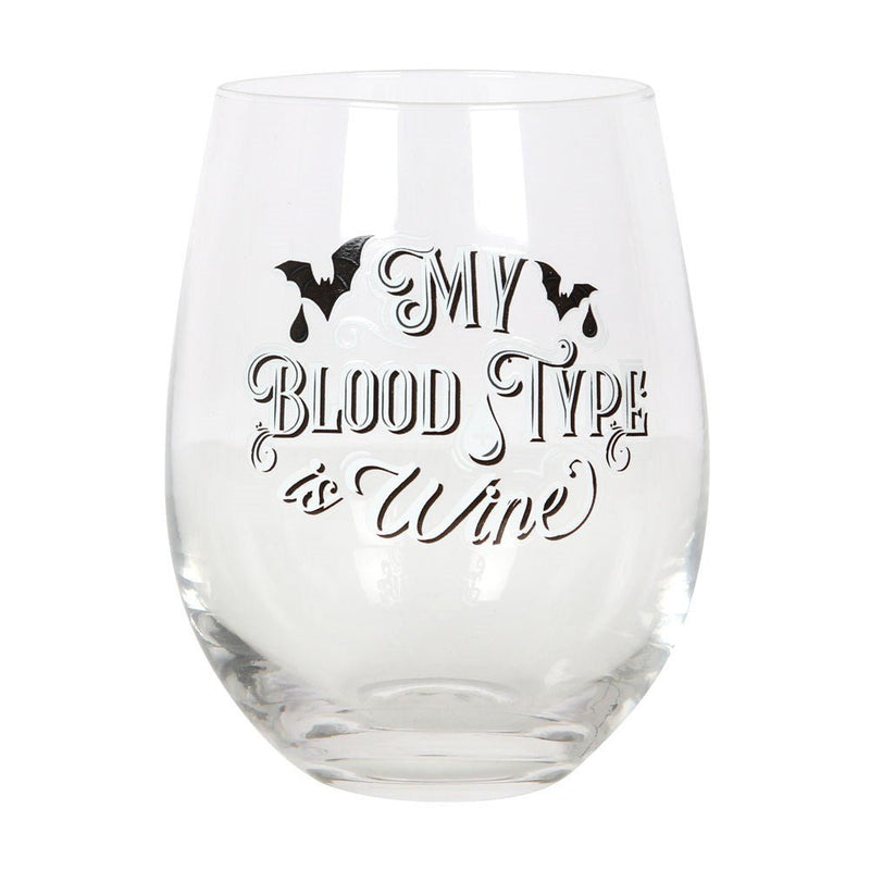 Stemless Wine Glass - My Blood Type - Something Different Gift Shop