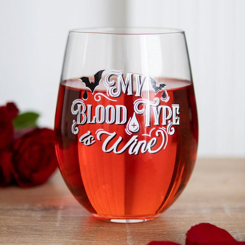 Stemless Wine Glass - My Blood Type - Something Different Gift Shop