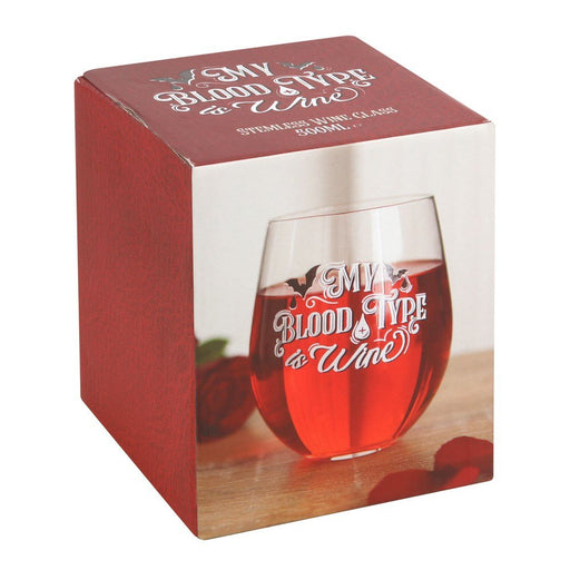 Stemless Wine Glass - My Blood Type - Something Different Gift Shop