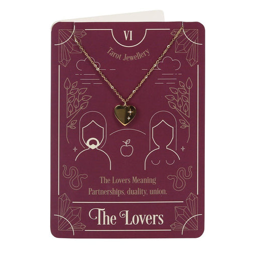 Tarot Necklace on Greeting Card - The Lovers - Something Different Gift Shop