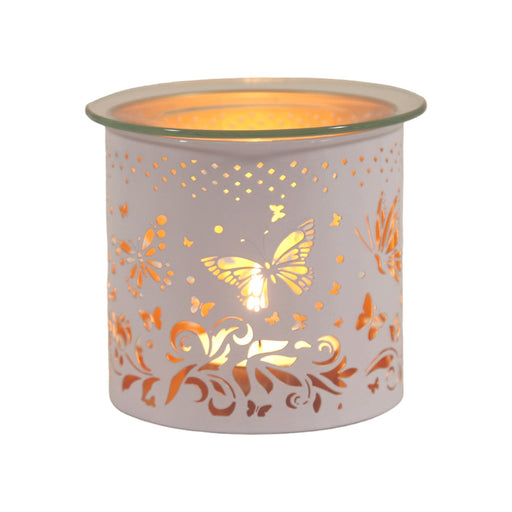 Tealight Wax Melter and Candle Holder - White and Gold Melter Butterfly - Something Different Gift Shop