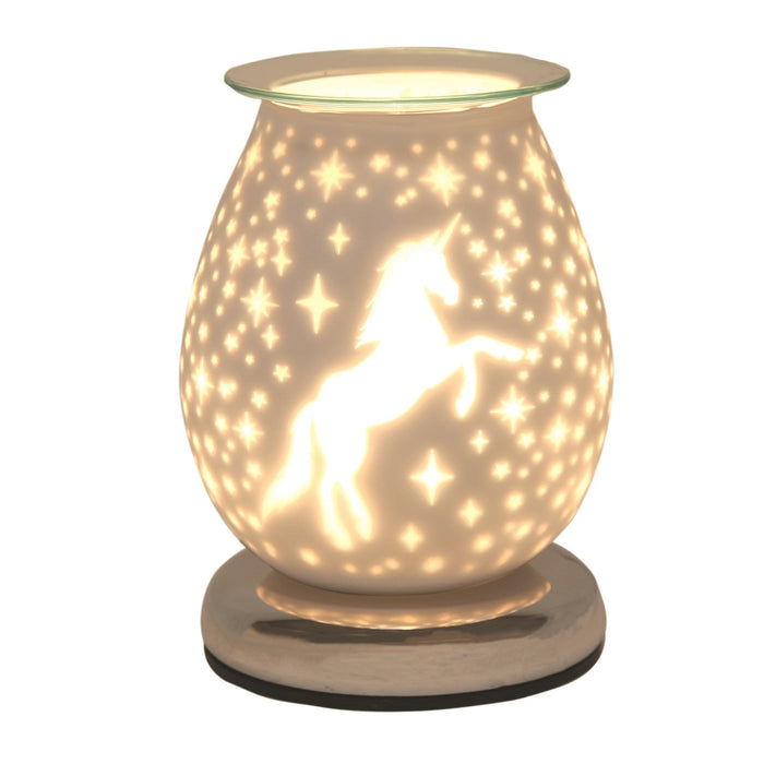 Touch Electric Wax Warmer - White Satin Unicorn Oval - Something Different Gift Shop