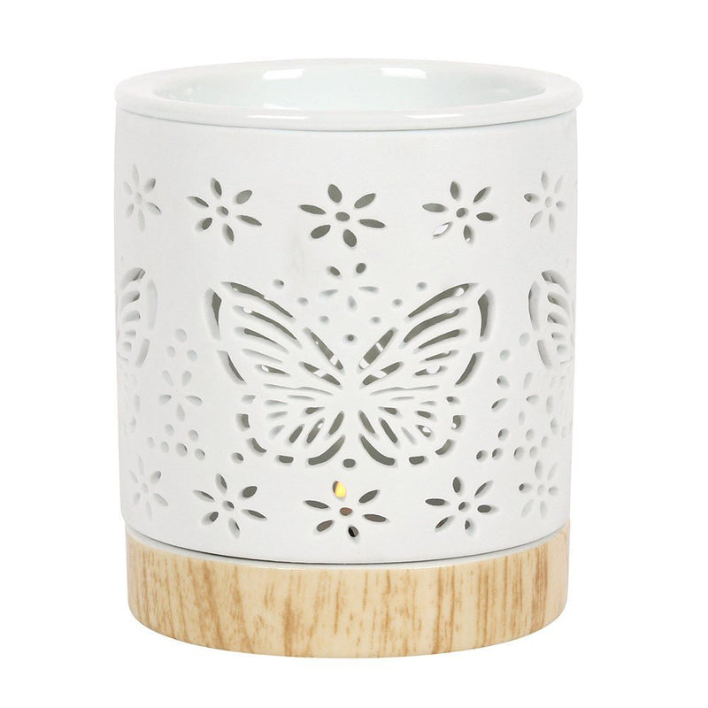 White Ceramic Warmer - Butterfly - Something Different Gift Shop