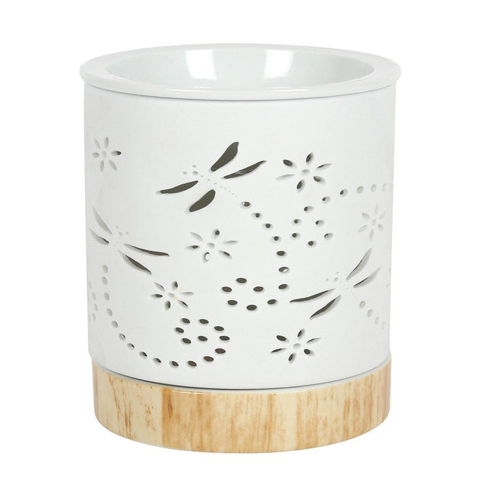 White Ceramic Warmer - Dragonfly - Something Different Gift Shop