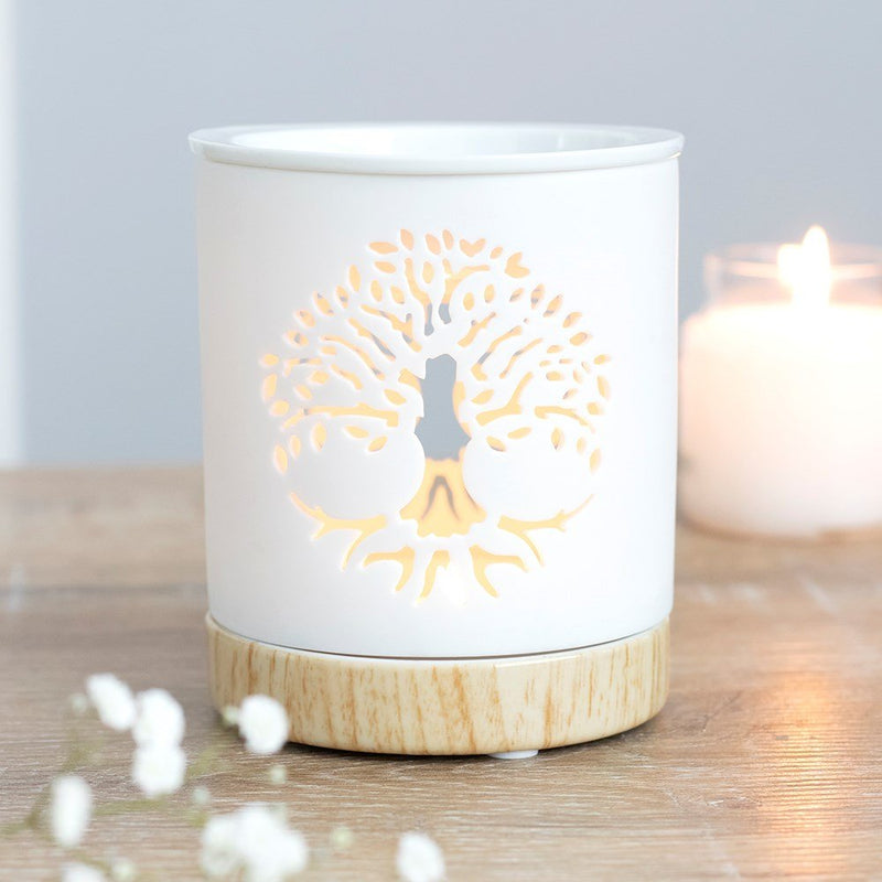 White Ceramic Warmer - Tree of Life - Something Different Gift Shop