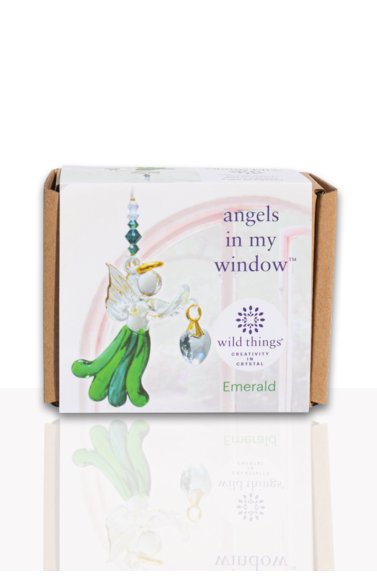 Wild Things Fantasy Glass Angel - Emerald - Something Different Gift Shop