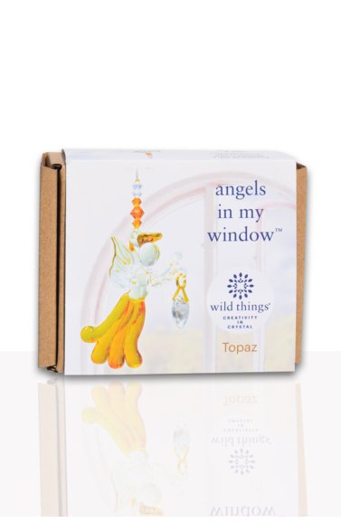 Wild Things Fantasy Glass Angel - Topaz - Something Different Gift Shop